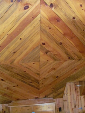 ceiling diamond pattern wood natural color